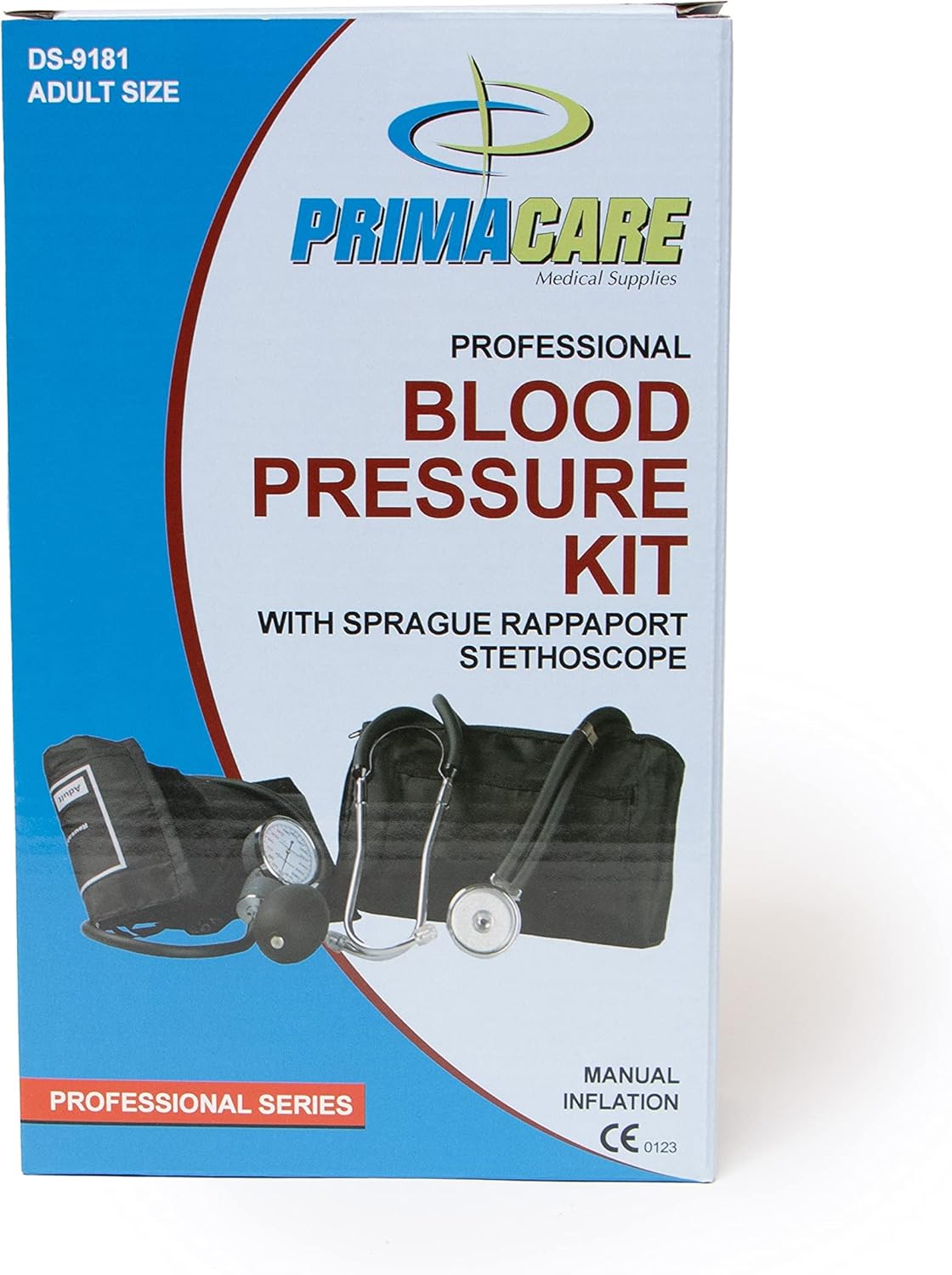 Primacare DS-9181-BL Esfigmomanómetro aneroide profesional y estetoscopio Sprague Rappaport, kit manual de presión arterial con brazalete y estuche