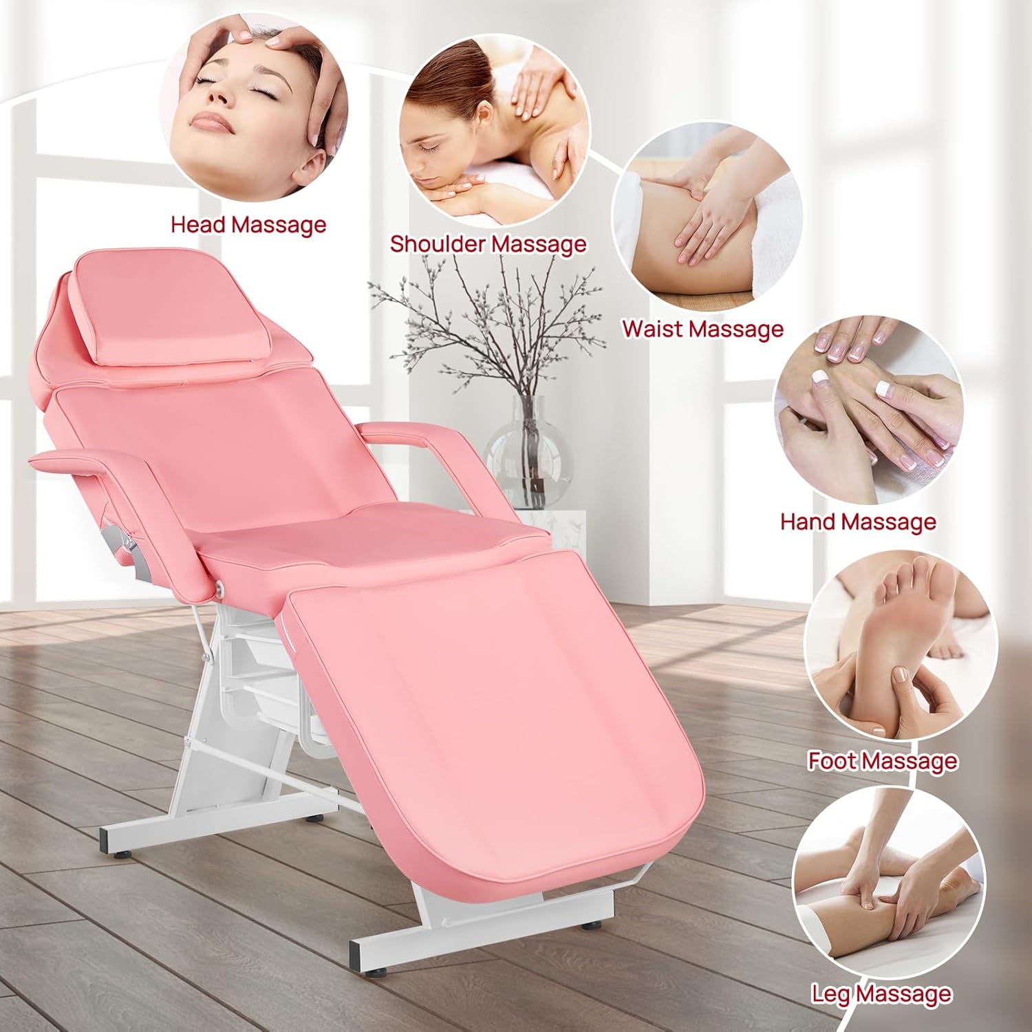 Silla facial para tatuaje, cama de masaje ajustable de 73 pulgadas para artista con taburete, cama facial para cliente, sillas de spa multiusos para