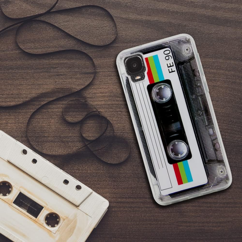 FLYING FLIER Funda de cinta de casete retro para Tracfone Alcatel TCL A3 A509DL Funda Vintage 80s 90s Cassete Tape TPU Funda protectora a prueba de