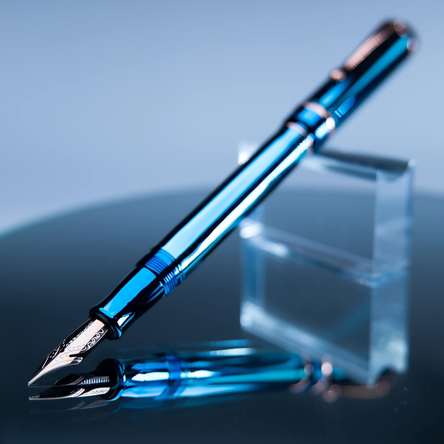 Conklin Pluma estilográfica Duragraph Metal PVD Azul – B