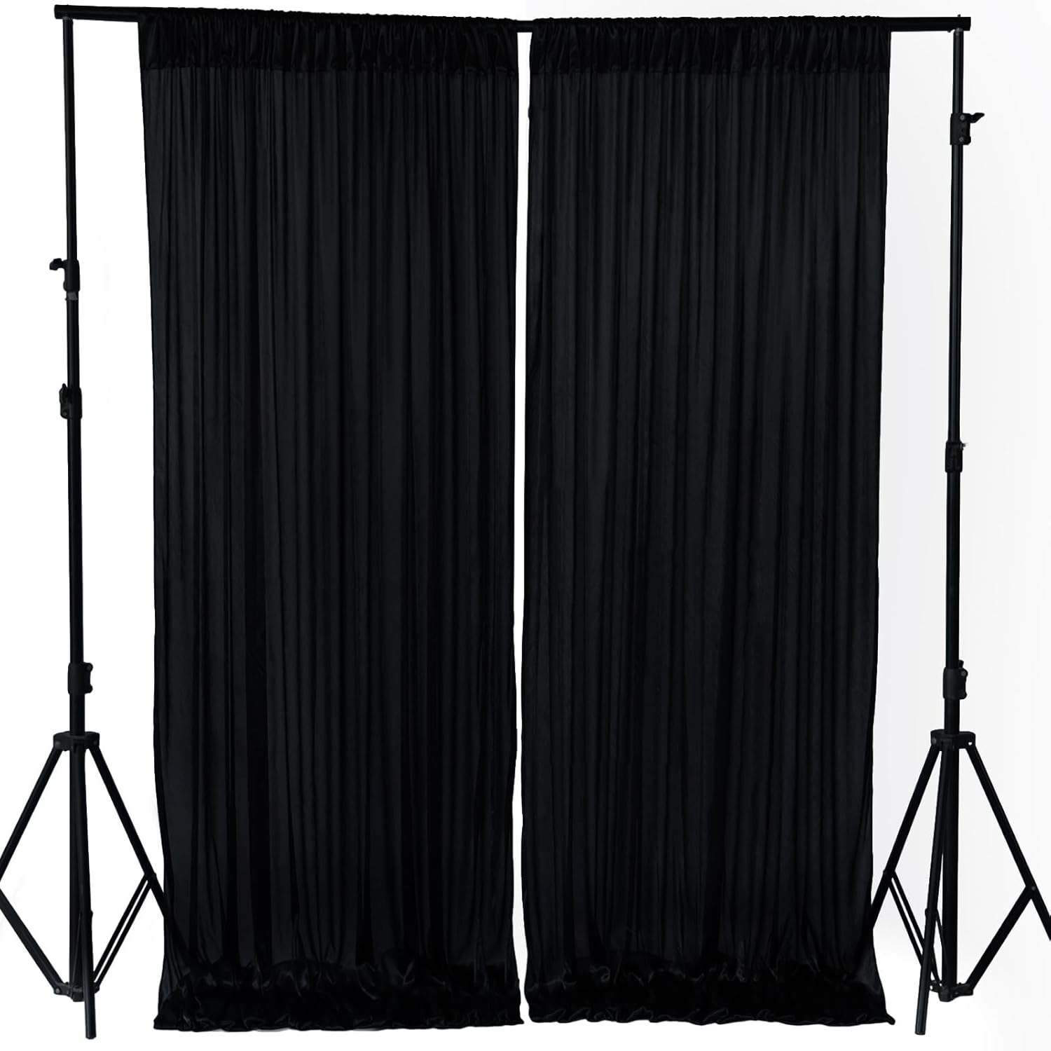 Kachanaa Cortinas de telón de fondo negro arrugado de 10 x 10 pies para fiestas, fotografía, cortinas de fondo de poliéster, decoración de boda,