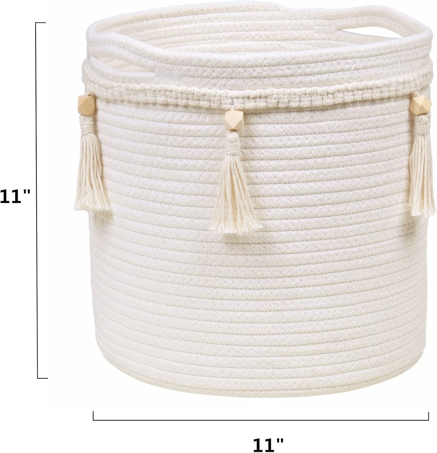 Cesta bohemia con bonita borla tejida de macramé, organizador de cuerda de algodón para decoración bohemia de habitaciones, decoración de