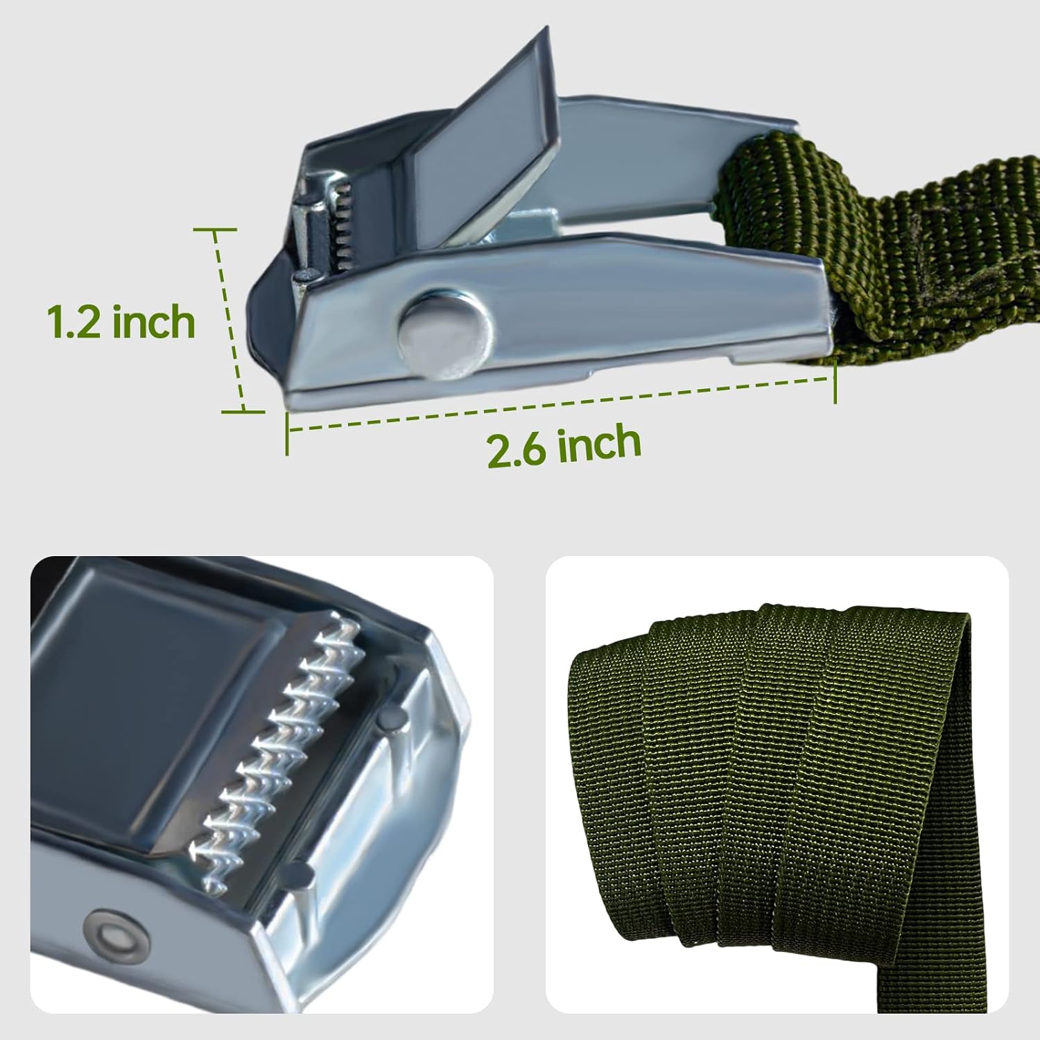 VOOPEAK Correas de cámara de sendero, correas de nailon con bloqueo de aleación, correa de montaje de cámara de juegos de 1 pulgada de ancho x 6