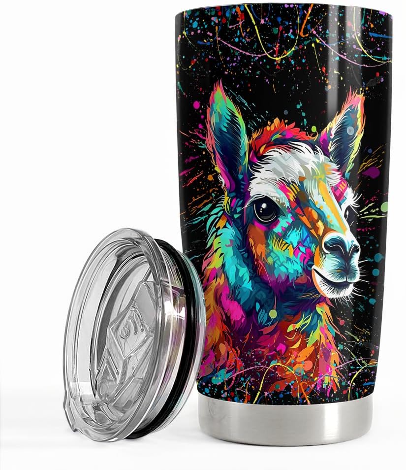 SANDJEST Vaso de llama de 20 onzas, regalos de llama para mujeres, niñas, adolescentes, vasos aislados de acero inoxidable, taza de viaje para café,