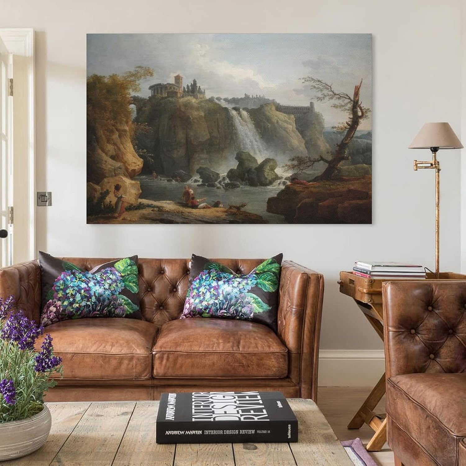 Hubert Robert – The Falls of Tivoli, 1768 Canvas Art Poster and Wall Art Picture Print Modern Family Bedroom Decor Posters 16x24inch(40x60cm)