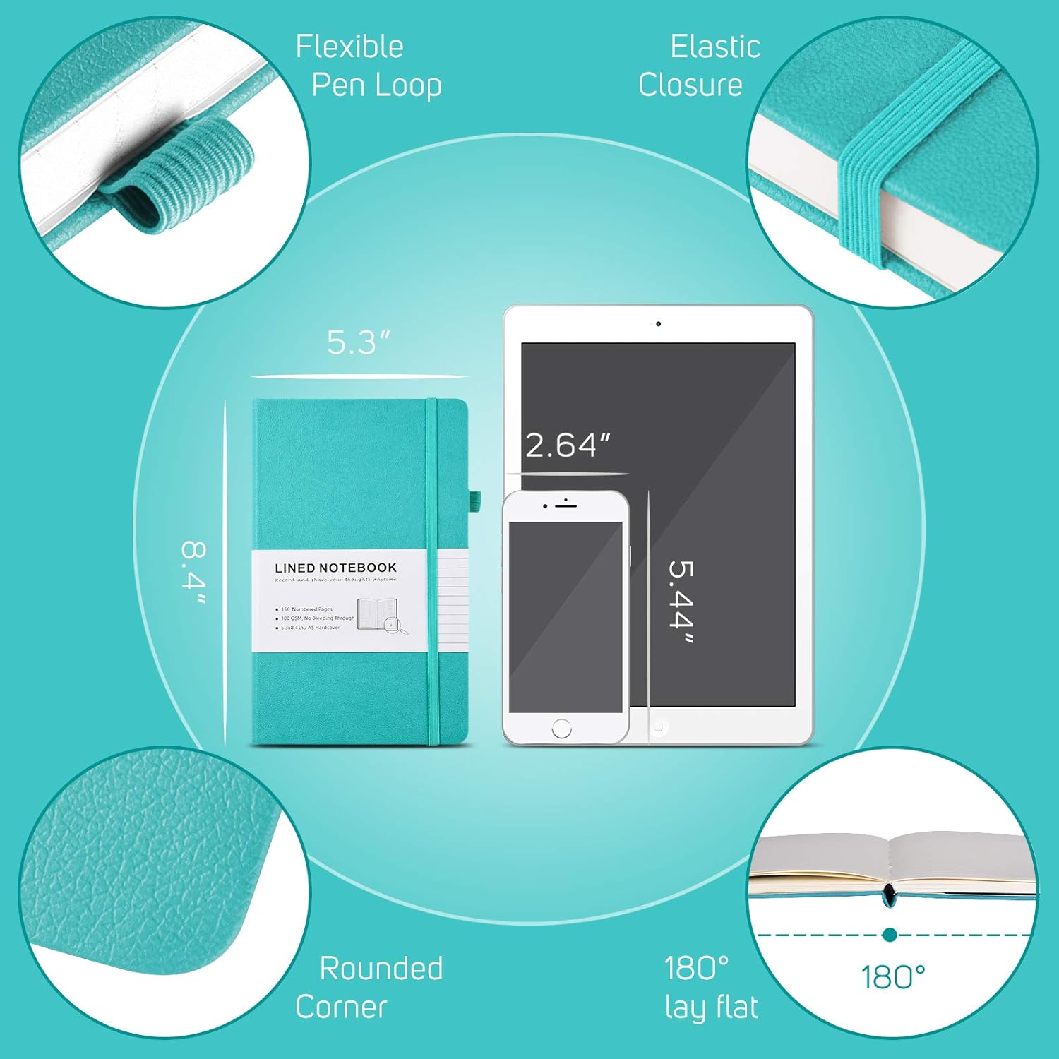 MALEDEN Cuaderno de cuero, paquete de 14 cuadernos rayados para mujeres y hombres, planificador, páginas numeradas con contenido de índice, papel