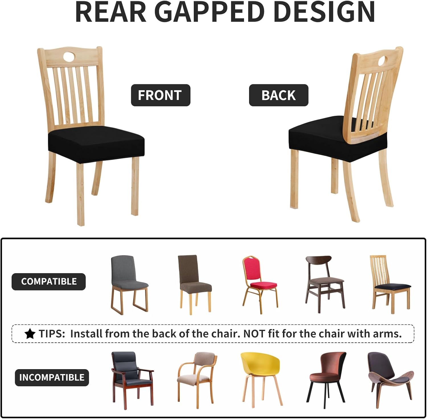 Easy-Going Juego de 4 fundas de asiento 100% impermeables para sillas de comedor, fundas de asiento elásticas protectoras extraíbles y lavables,