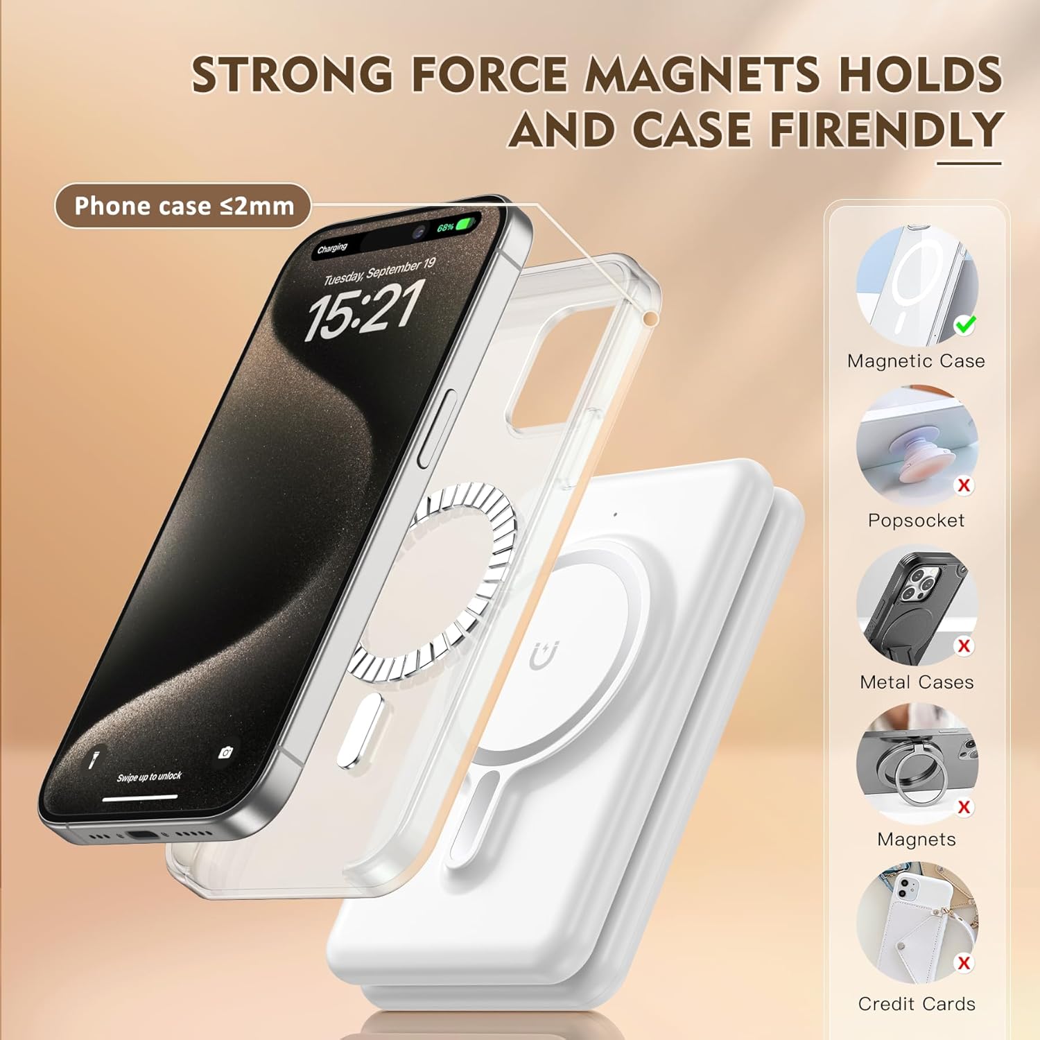 Cargador inalámbrico magnético para iPhone estación de carga de viaje 3 en 1 para dispositivos Apple para iPhone 15 14 13 12 Pro Max Plus –