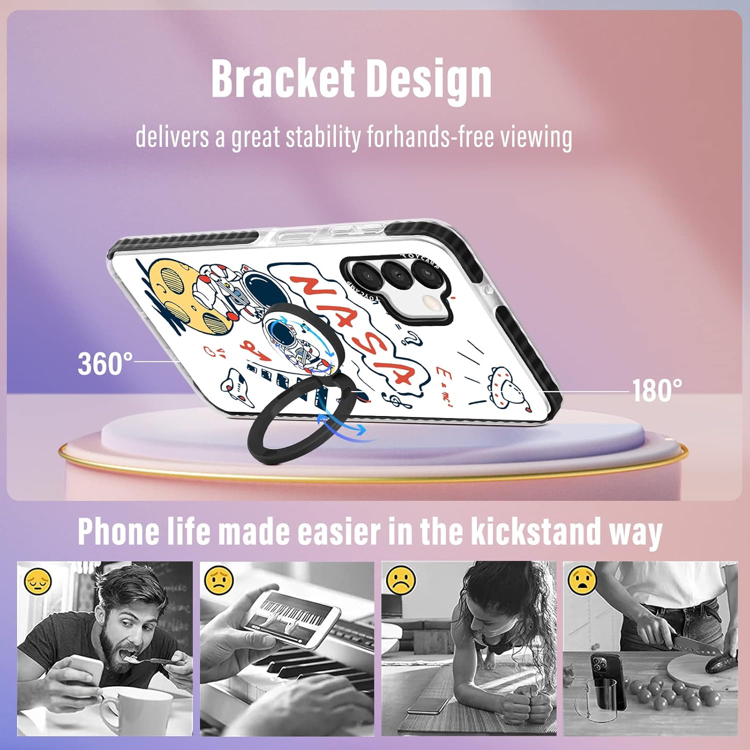 Toycamp Funda para Samsung Galaxy A13 5G, diseño de dibujos animados espaciales de astronautas para hombres, niños, niñas, adolescentes, genial
