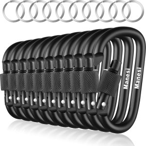 Clips de mosquetón con puerta de tornillo, paquete de 10 mosquetones de aluminio de 3 pulgadas en forma de D, clip para llavero, hebilla de gancho Clips de mosquetón con puerta de tornillo, paquete de 10 mosquetones de aluminio de 3 pulgadas en forma de D, clip para llavero, hebilla de gancho