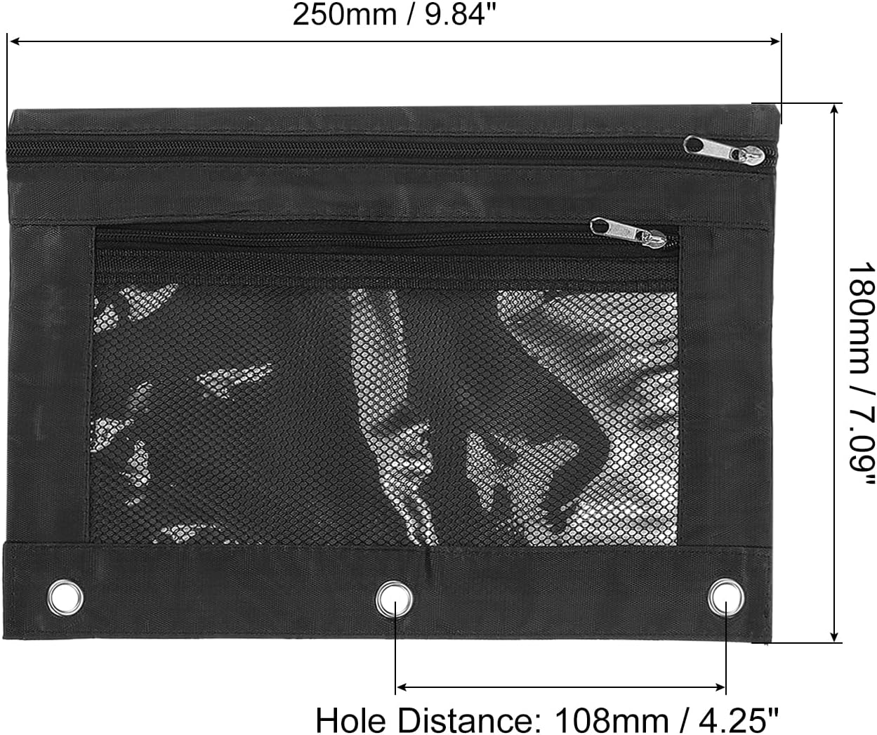 PATIKIL Estuche para lápices para carpeta de 3 anillos, paquete de 4 unidades, tela Oxford de malla con cremallera, estuche para oficina y hogar,