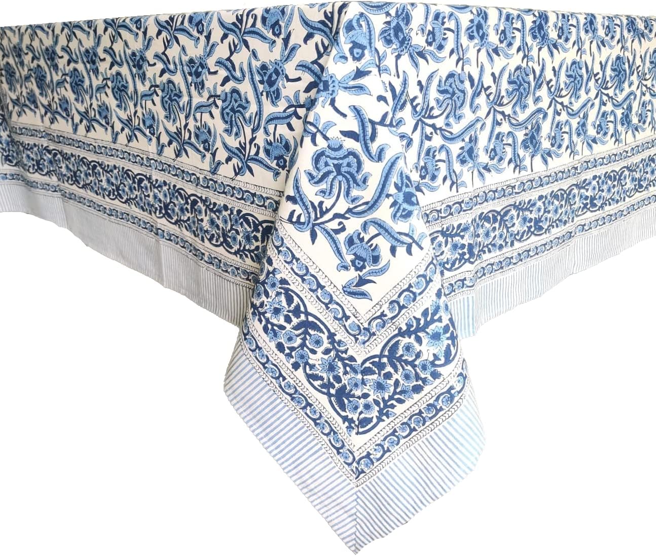 ATOSII – Mantel ‘Midnight Bloom’ 100% algodón, mantel de lino estampado a mano para cocina, mesa de comedor, mesa, fiestas, boda, primaveraverano