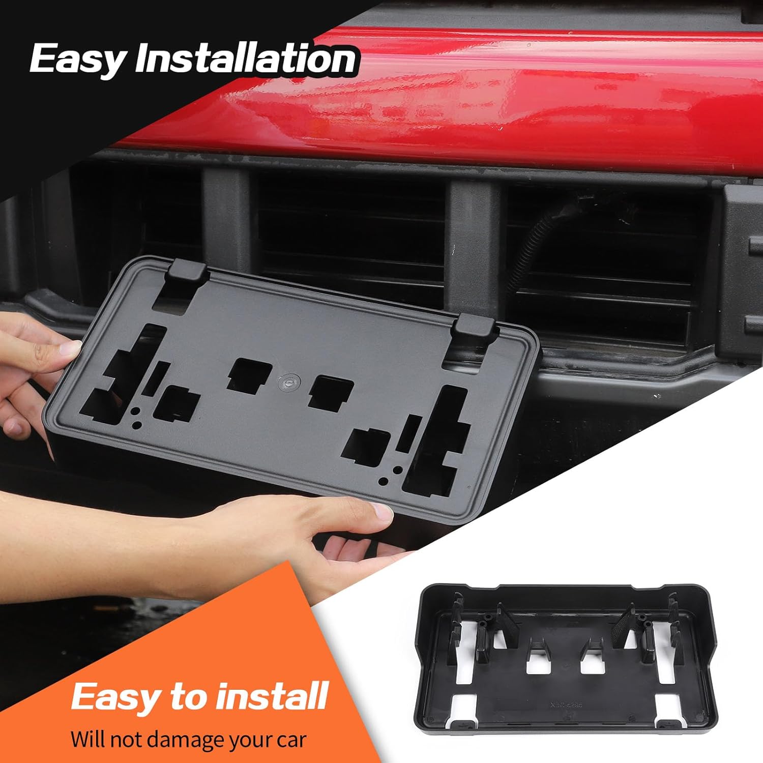 JeCar Soporte de montaje para placa de matrícula F150 compatible con Ford F150 2021+ Marco de soporte de placa frontal (negro)