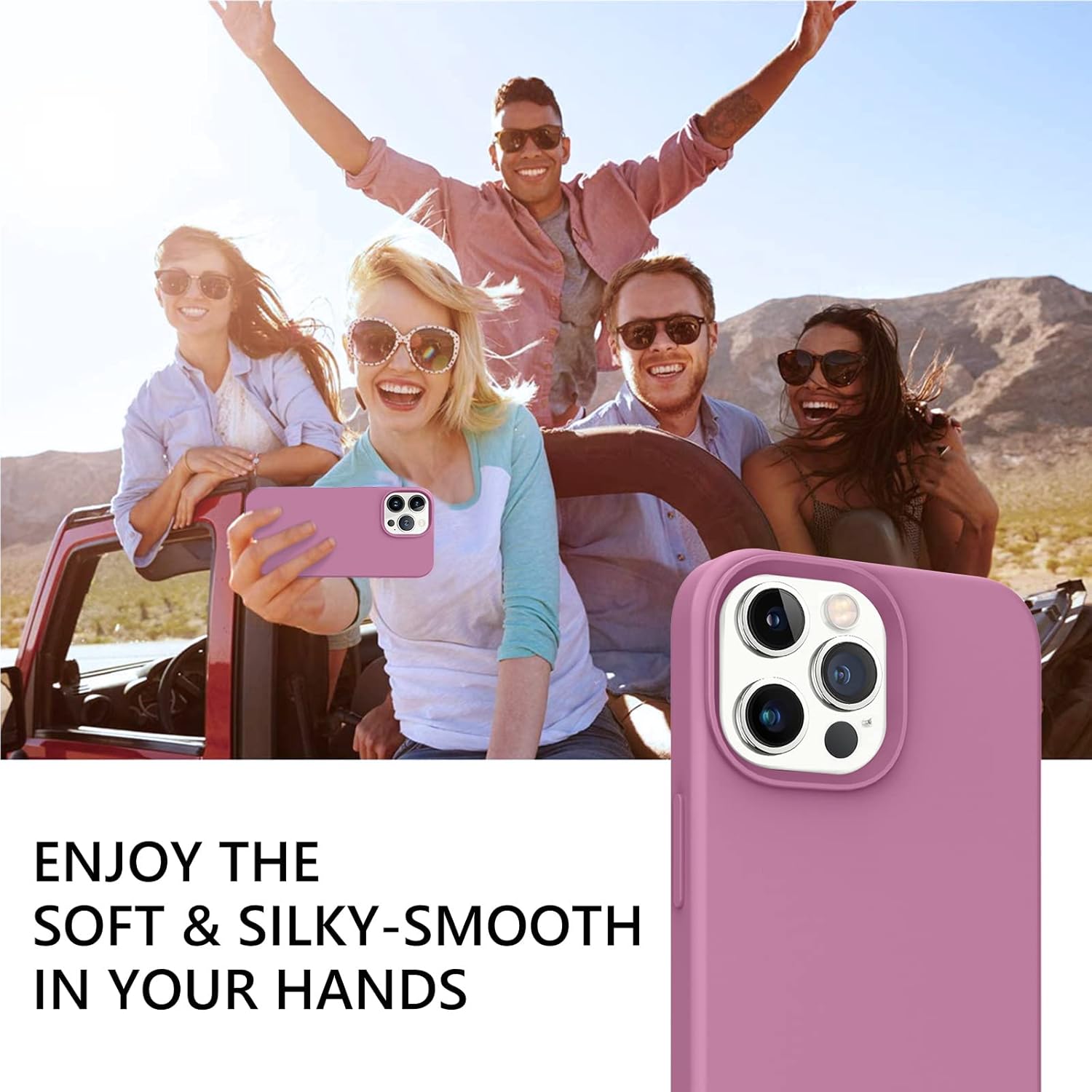 GUAGUA Funda compatible con iPhone 13 Pro Max de 6.7 pulgadas de silicona líquida de gel suave, forro de microfibra delgada, textura de cojín, funda