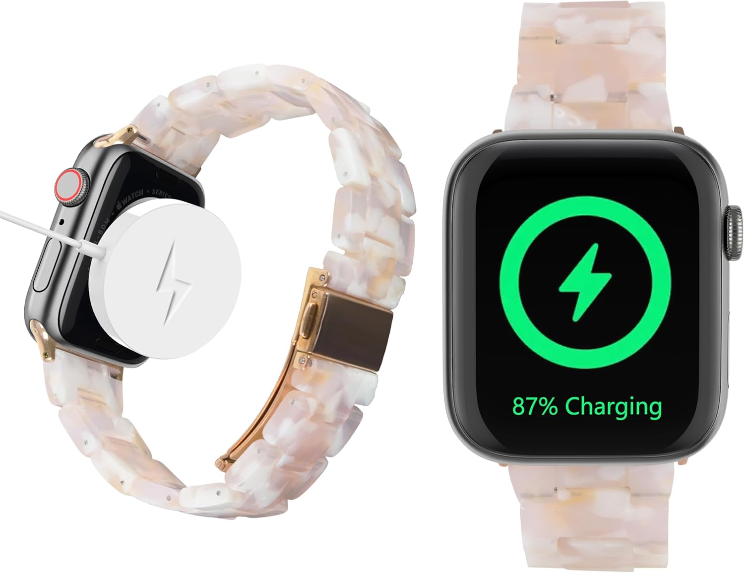 Correa de reloj de resina compatible con Apple Watch Band de 1.496 pulgadas, 1.575 pulgadas, 1.614 pulgadas, 1.654 pulgadas, 1.732 pulgadas, 1.772