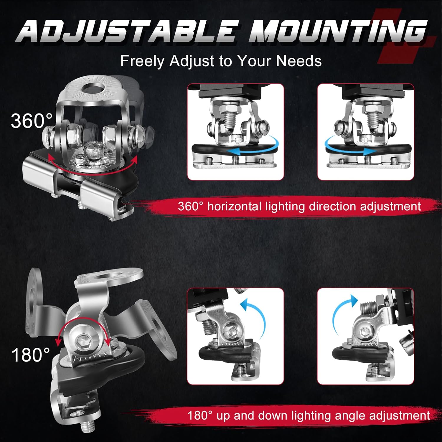OFFROADTOWN – Soportes de montaje para barra de luz LED, 2 unidades, soporte universal para capó LED, soporte de luz de trabajo, sin taladrar,
