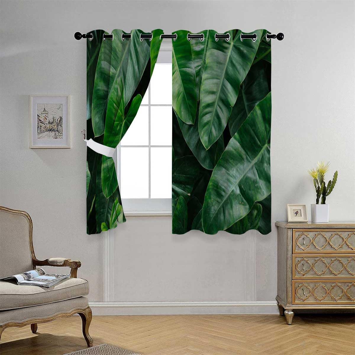 YANFENQI Cortinas para Habitacion – Divisor temporal de cortina de puerta con hojas de plantas verdes, 85 pulgadas de ancho por 108 pulgadas de