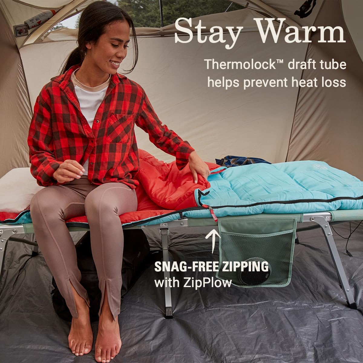 Coleman Flatlands 30F35F40F45F50F Sleeping Bag with Big & Tall & Double Bag Options, Made from 100% Recycled Material, Cool Weather Sleeping Bag