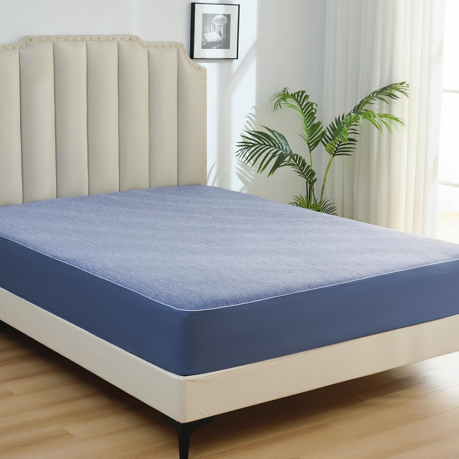 Sábana bajera ajustable de tamaño King para cama matrimonial, material sándwich, sábanas bajeras de tamaño King para comodidad durante toda la