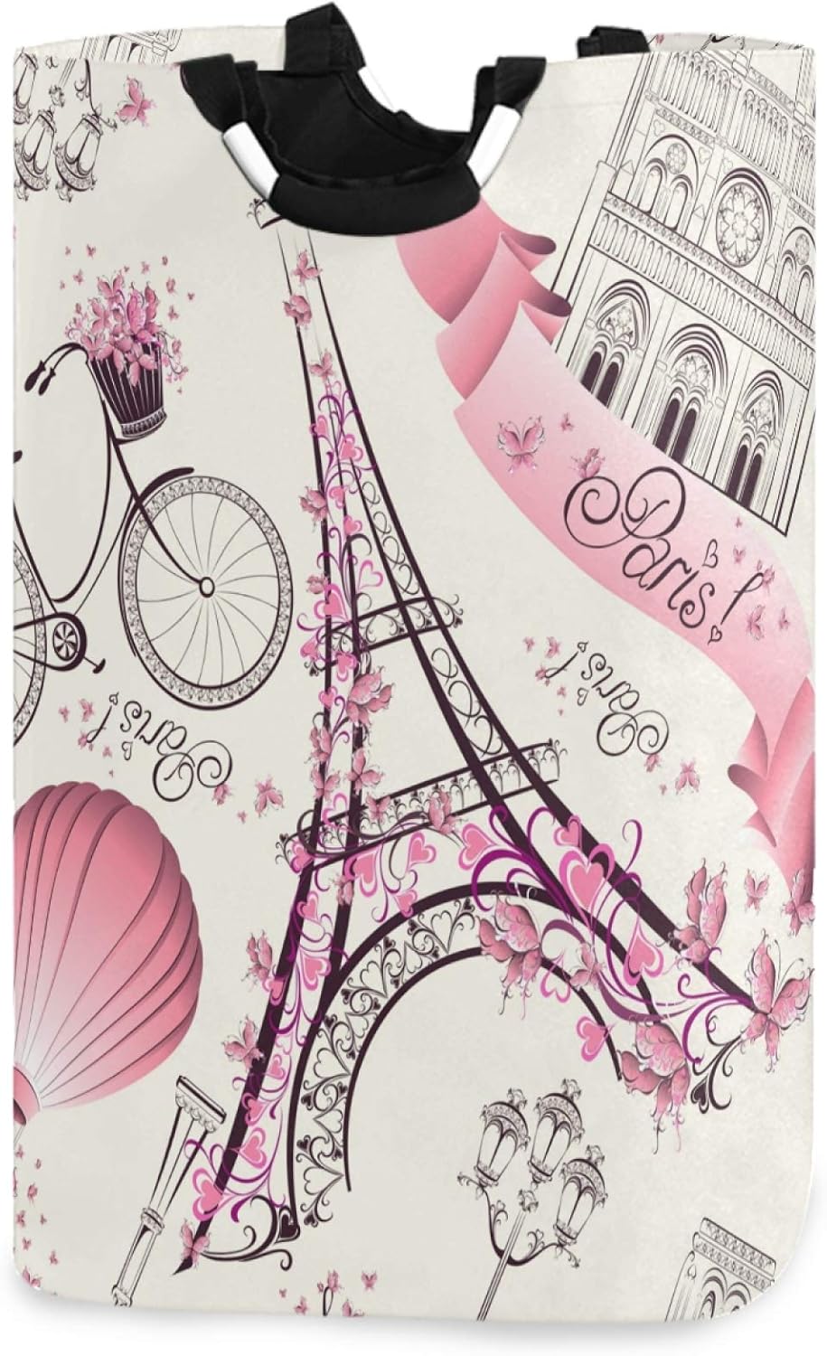 visesunny Cesta romántica de la Torre Eiffel de París de gran capacidad, resistente al agua, tela Oxford, cestas de almacenamiento para dormitorio,