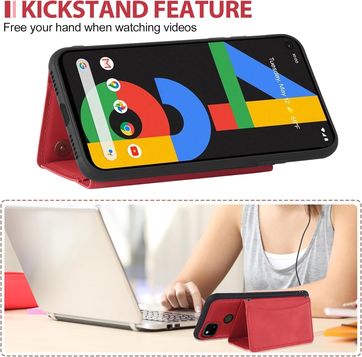 Asuwish Funda de teléfono para Google Pixel 4a 4G Funda tipo cartera con protector de pantalla de vidrio templado y soporte para tarjetas de crédito