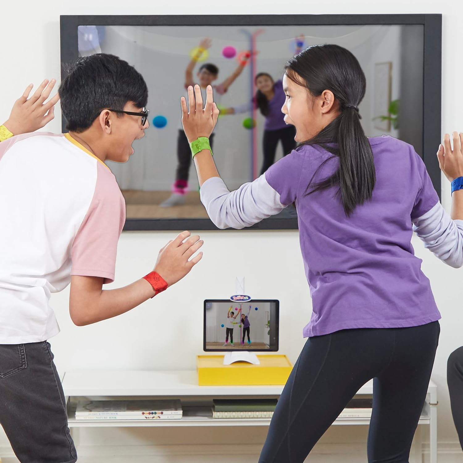 Hasbro Gaming Twister Air Game  AR App Play Game with Wrist and Ankle Bands  Links to Smart Devices  Active Party Games for Kids and Adults  Ages 8+