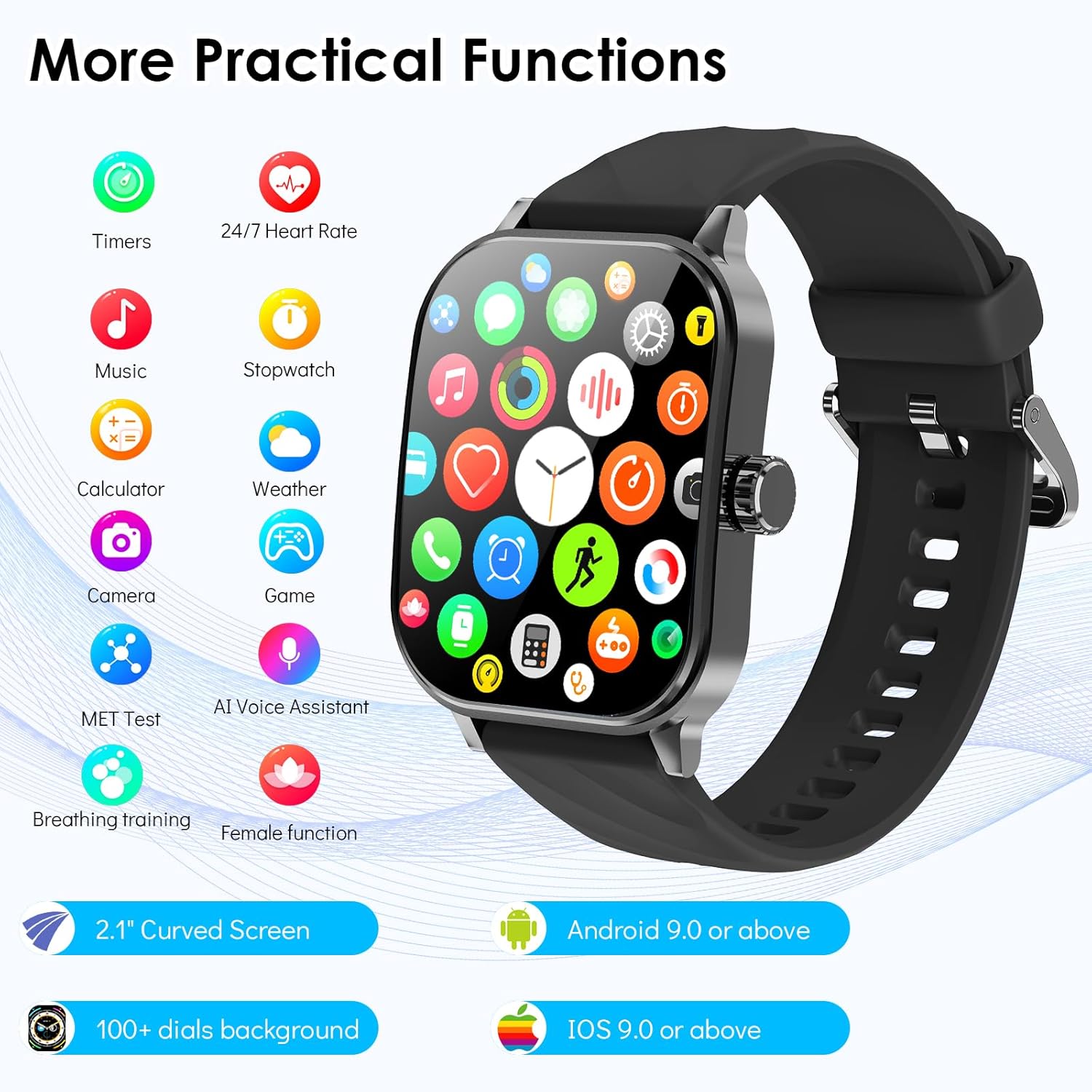 YYKY Relojes inteligentes para hombres y mujeres con llamada Bluetooth, rastreador de actividad física con frecuencia cardíaca, monitor de sueño,
