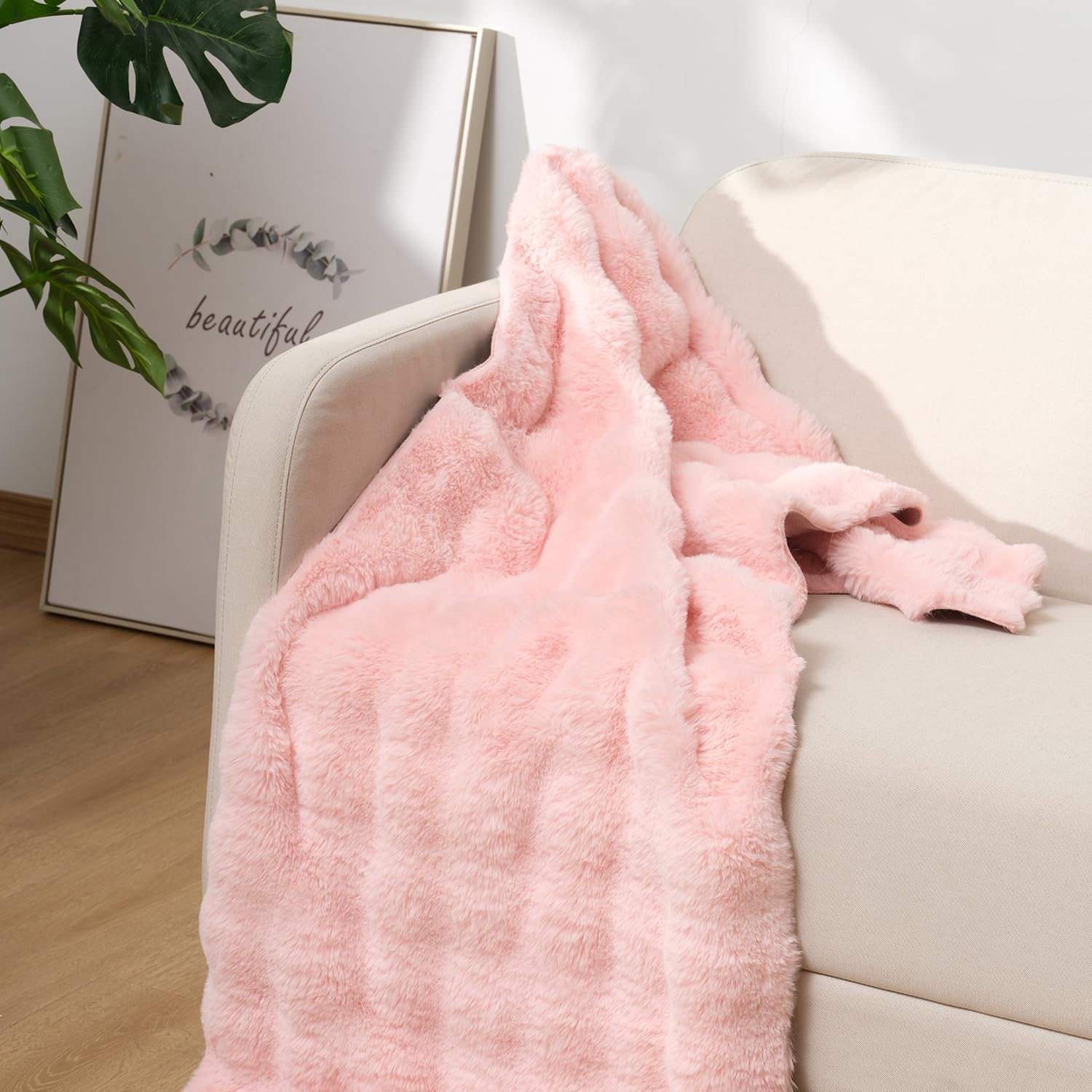 Alfombra de piel sintética esponjosa de color rosa, de 2 x 6 pies, alfombra de pelo de oveja ultrasuave, para dormitorio, sala de estar, chimenea,
