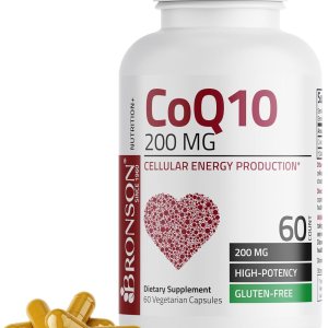 Bronson CoQ10 200 MG Producción de Energía Celular de Alta Potencia, 60 Cápsulas Vegetarianas Bronson CoQ10 200 MG Producción de Energía Celular de Alta Potencia, 60 Cápsulas Vegetarianas