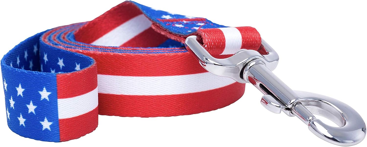 Juego de collar y correa para perro con bandera estadounidense, correa y collares patrióticos de Estados Unidos a juego para el 4 de julio, patrón