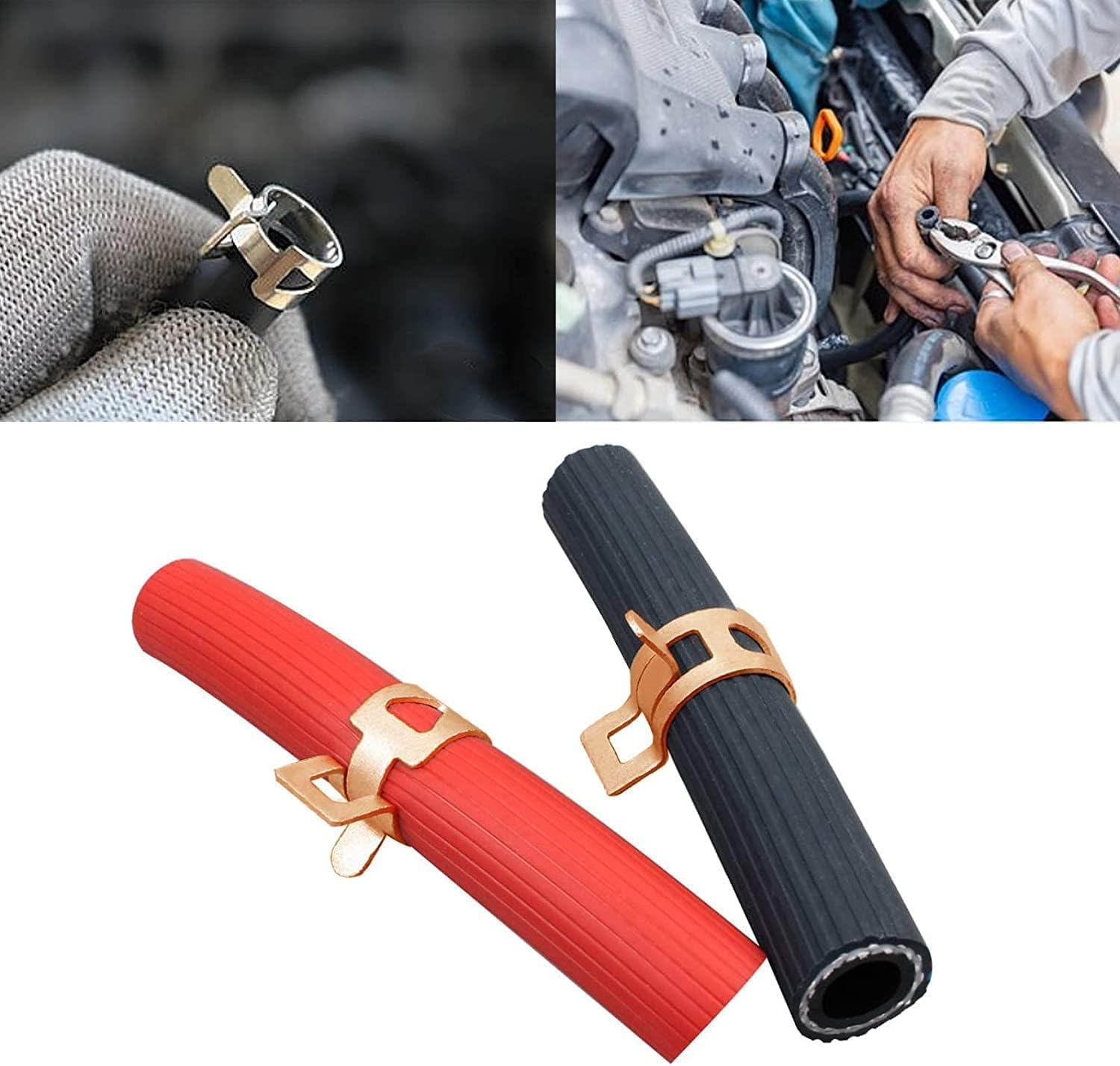 Fielect 100 piezas de 1132 pulgadas  0.354 in tipo banda de resorte de acción abrazadera de tubo de manguera de baja presión clip de aire kit