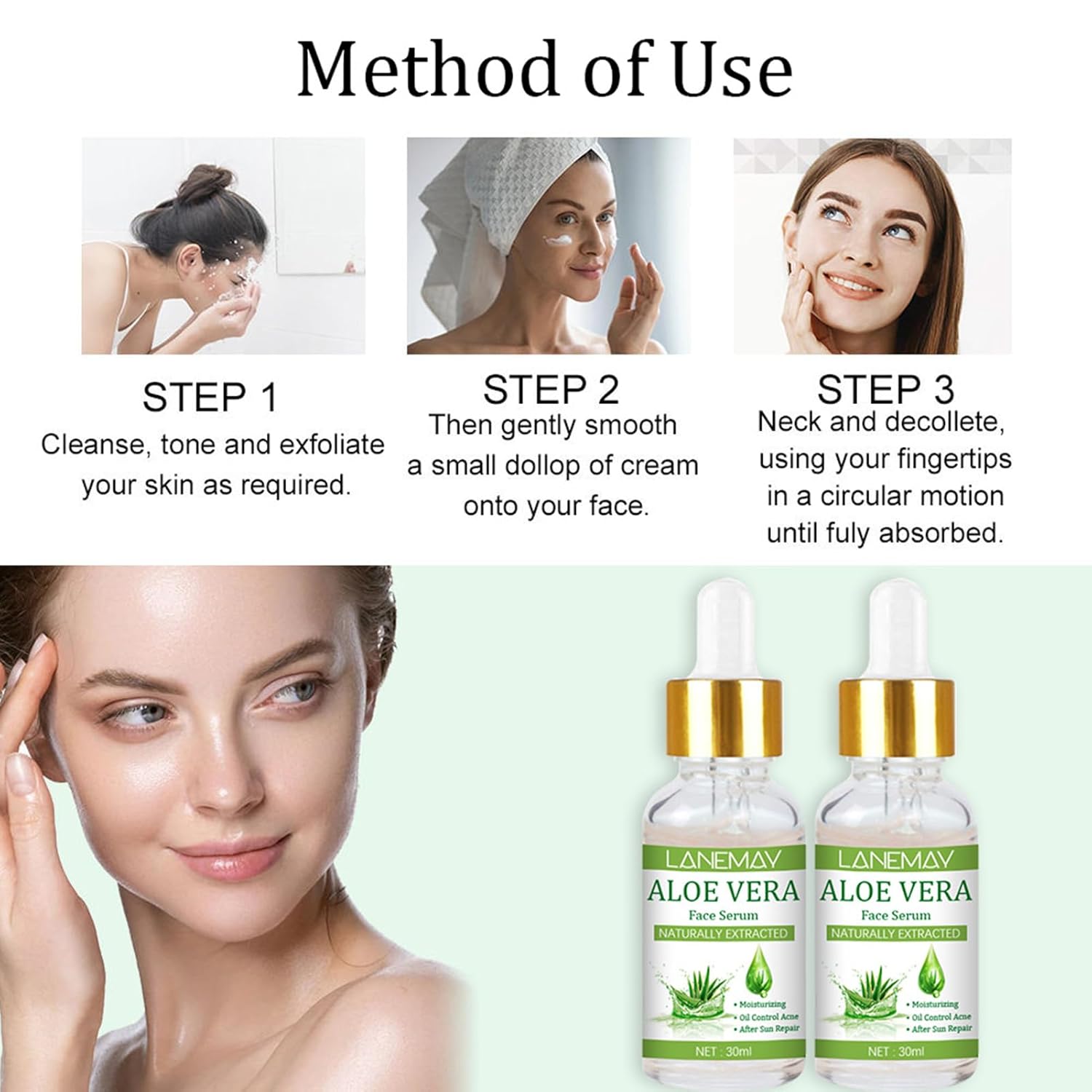 Suero facial de 1.0 fl oz, loción facial para productos de cuidado de la piel profunda y liviana, esencia facial para cuello, piel facial y codos