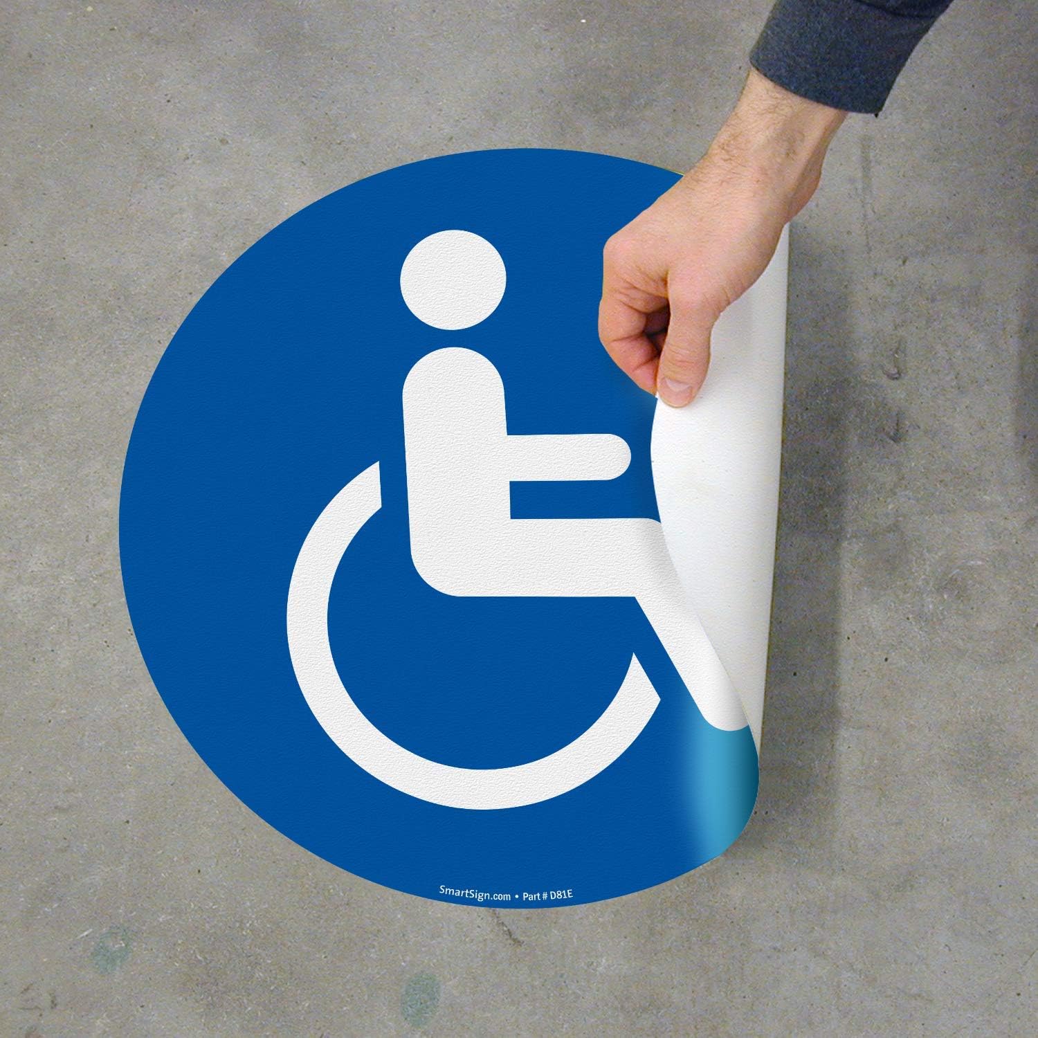 SmartSign Letrero de suelo SlipSafe con símbolo de discapacidad  Vinilo antideslizante de 17 x 17 pulgadas