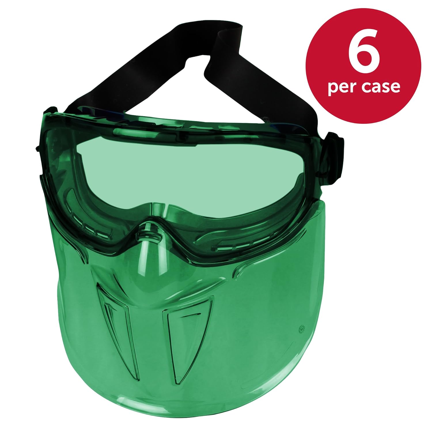 KleenGuard V90 “The Shield” – Gafas de seguridad con protector facial (18631), lente antivaho IRUV Shade 3.0 con marco negro, 6 parespaquete