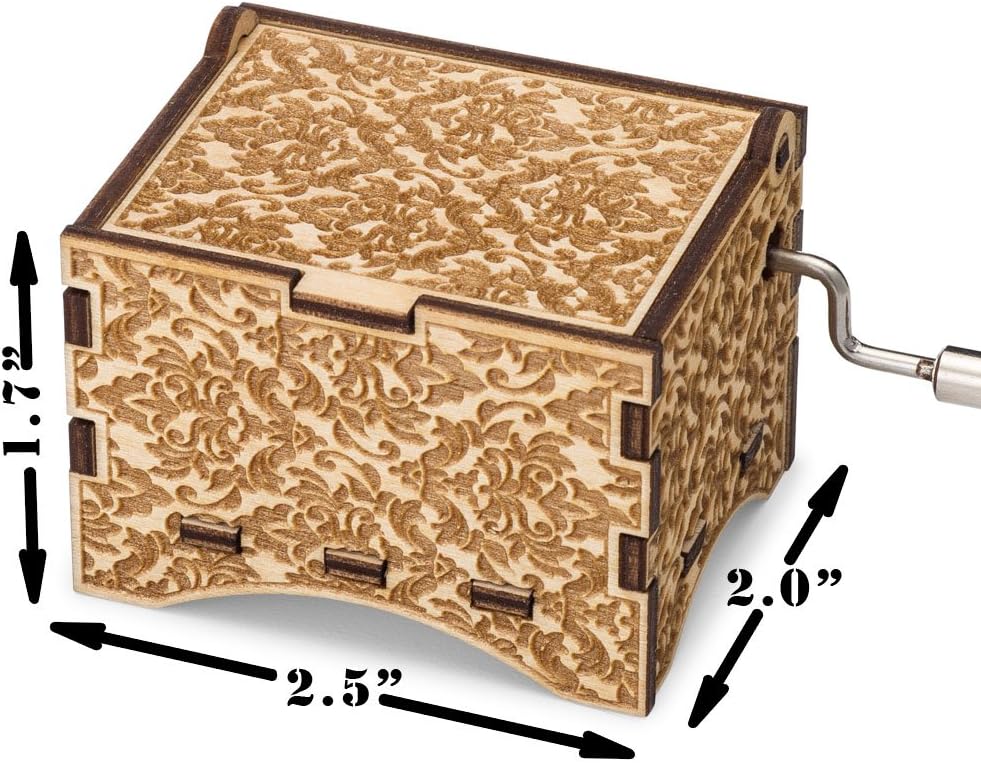 TheLaser’sEdge, Caja de música de damasco personalizable, madera grabada con láser (personalizada, bailarina de caja de música)