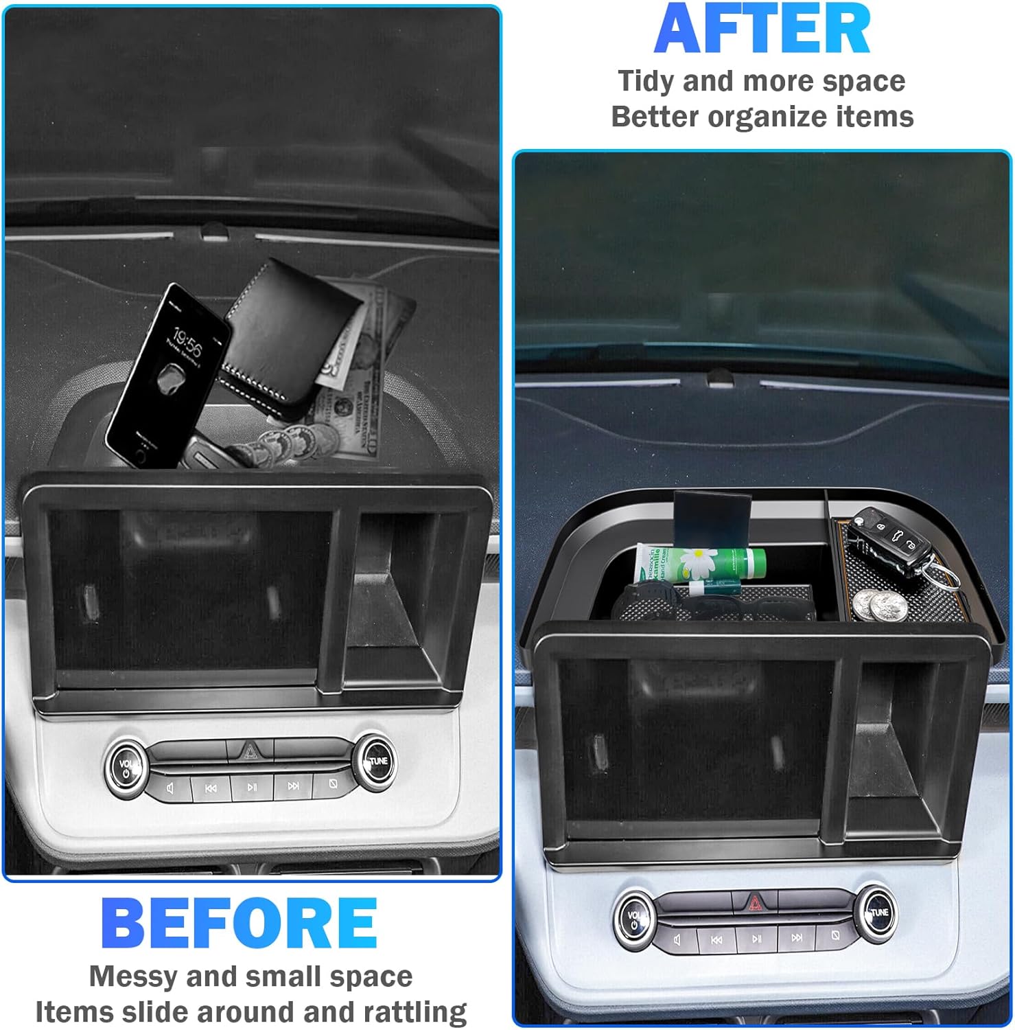 Bandeja de almacenamiento para consola central de Maverick 2024, 2023, 2022, caja de almacenamiento compatible con accesorios interiores Ford