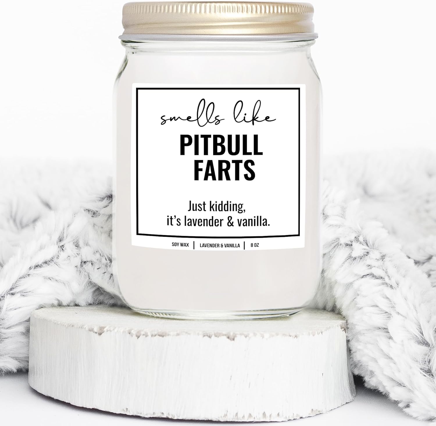 YouNique Designs Vela de soja con olor a pedos de Pitbull, regalos para los amantes de Pitbull, regalos para mamá de Pit Bull para mujeres, regalos