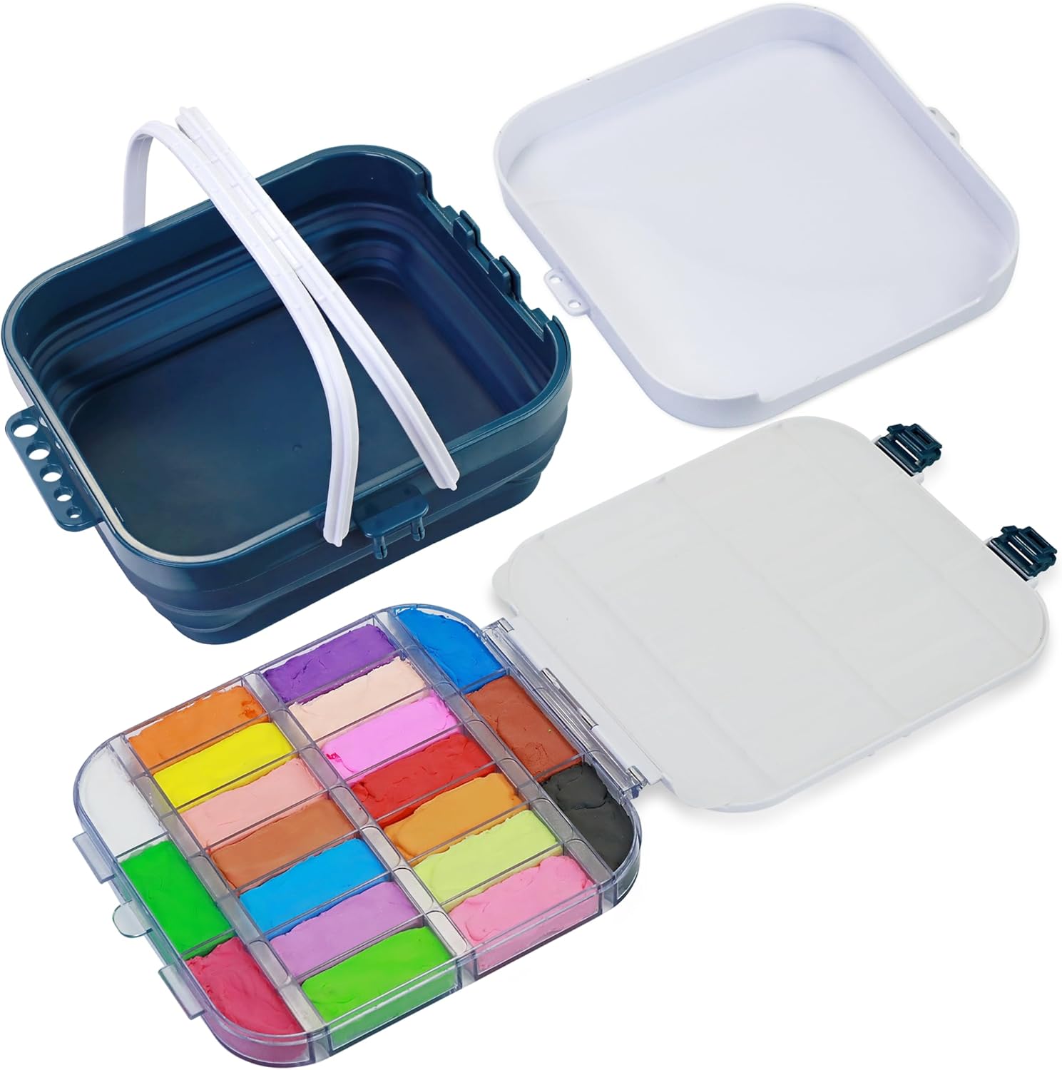 DUGATO Caja de paleta de almacenamiento de pintura hermética de 20 pocillos  Caja grande de contenedor de pintura de 9.4 x 10.5 x 3.9 pulgadas con