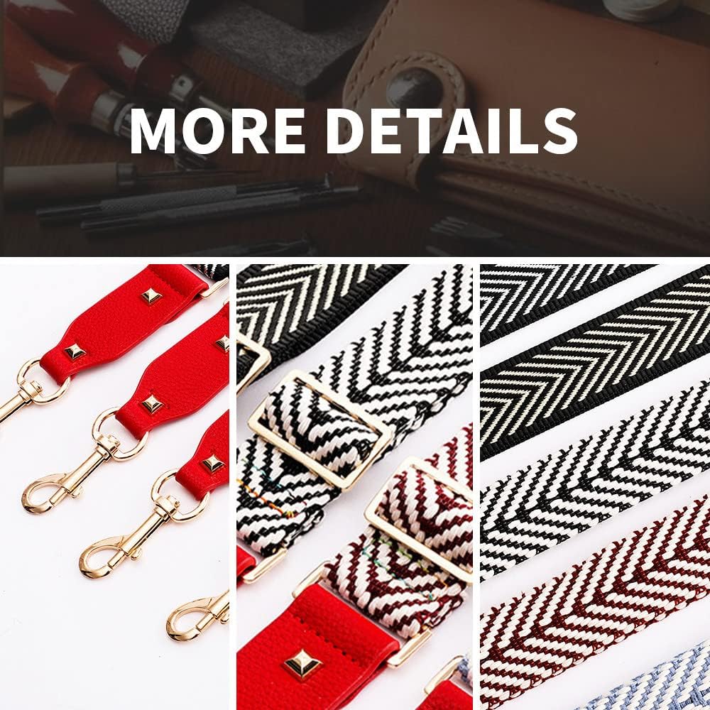 Correa de repuesto ajustable para bolso cruzado ancho para bolsa de hombro con correas de sarga a rayas, Blanco Azul-rojo, Classic