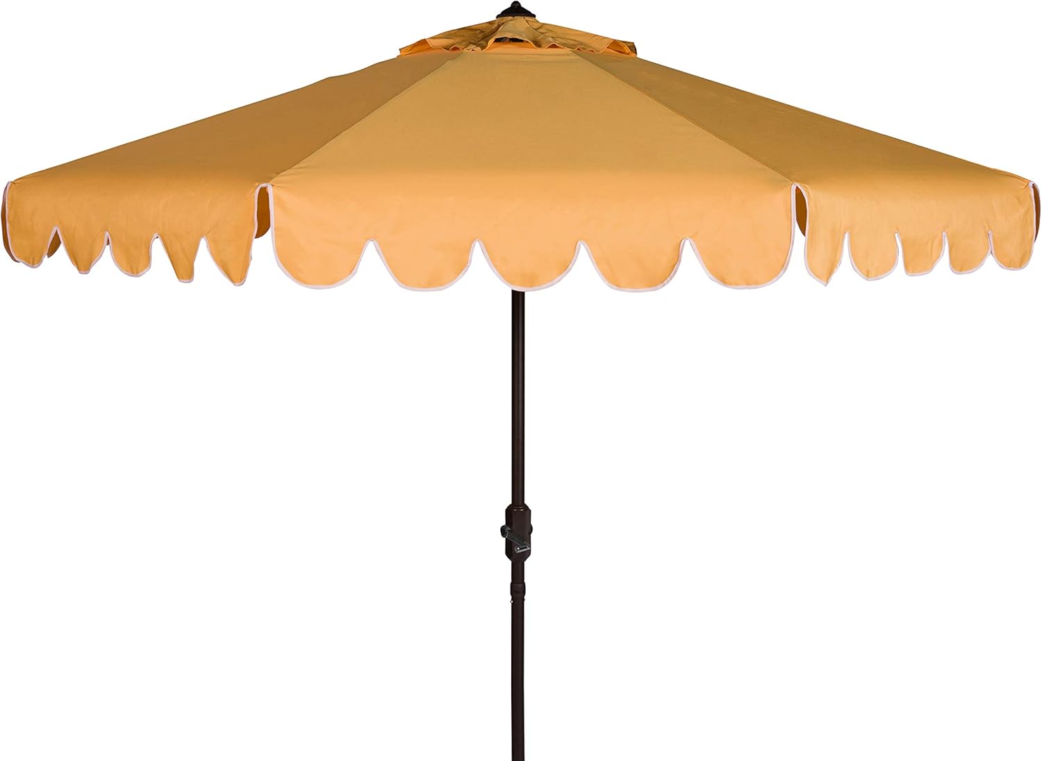 SAFAVIEH PAT8010A Collection Venice Navy and White Single Scallop 9Ft Crank Outdoor Push Button Tilt Umbrella
