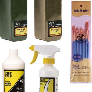 Woodland Scenics Mezcla de césped verde mezclado, mezcla de tierra de césped mezclado, cemento escénico, rociador escénico y pinceles Make Your Day Woodland Scenics Mezcla de césped verde mezclado, mezcla de tierra de césped mezclado, cemento escénico, rociador escénico y pinceles Make Your Day