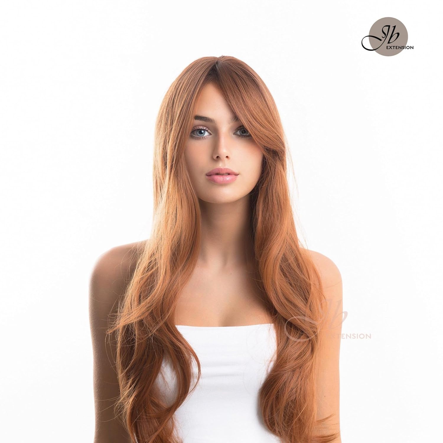 CICILIA – Peluca de cobre con flequillo en capas para usar y llevar, pelucas sin pegamento para mujer, pelucas sintéticas naturales largas y rizadas