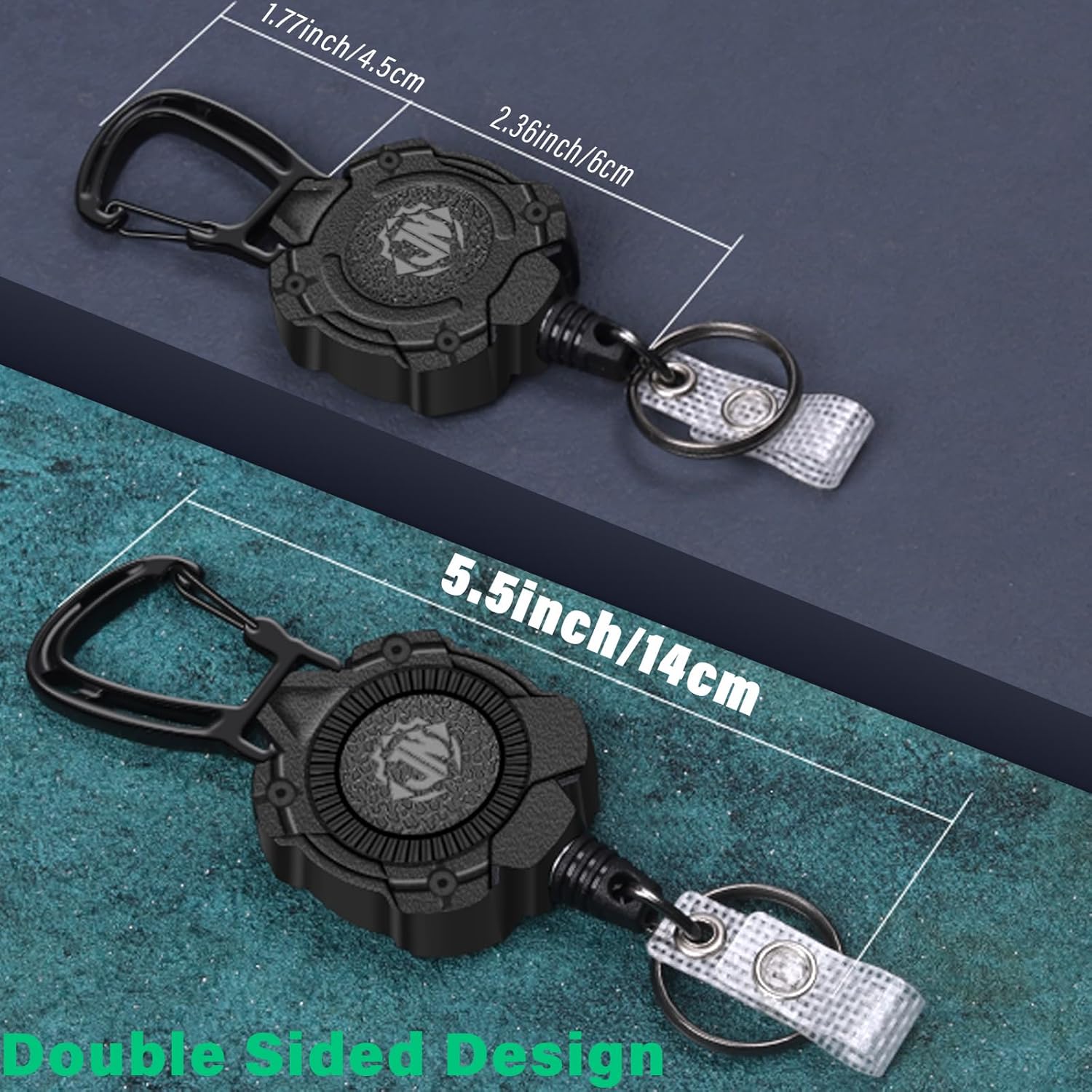 Portatarjetas retráctil, llavero retráctil resistente con mosquetón de aleación de zinc, soporte para tarjetas de identificación táctica, cable de