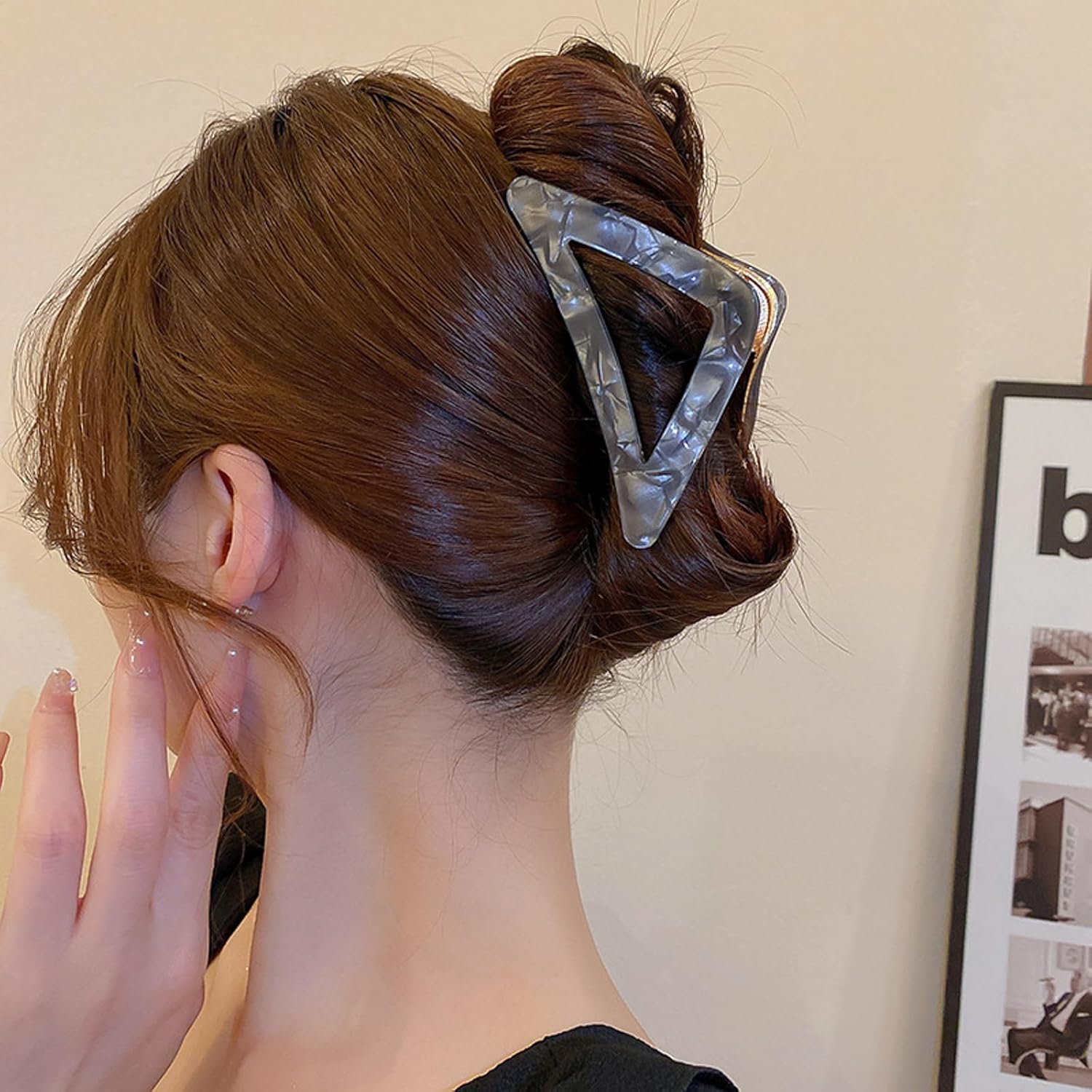 Agirlvct Paquete de 2 pinzas de metal para el cabello, pinzas triángulos huecas, pinzas de agarre fuertes de tamaño mediano, pinzas de agarre