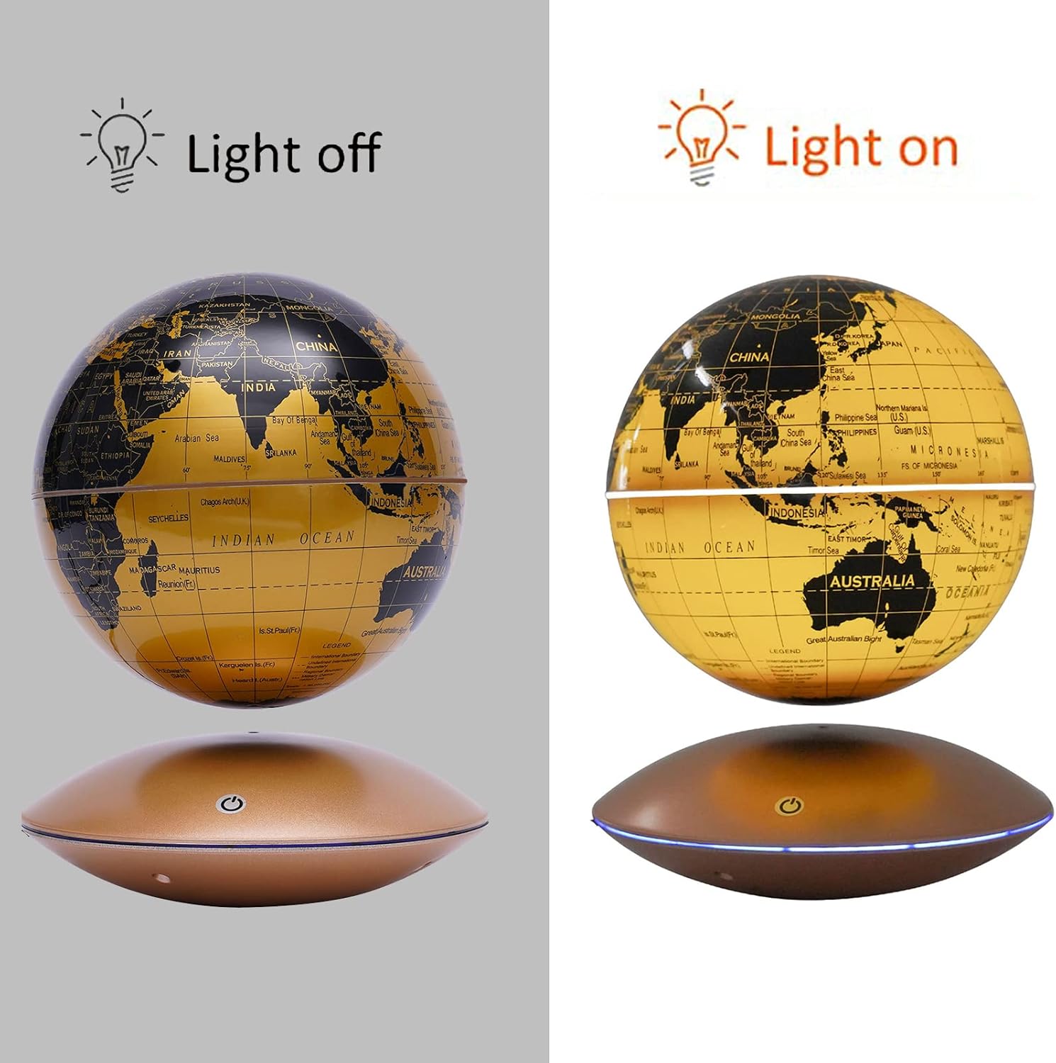 Globo flotante de levitación magnética de 6 pulgadas, mapa del mundo giratorio antigravedad con luz LED, globos geográficos para luz nocturna,