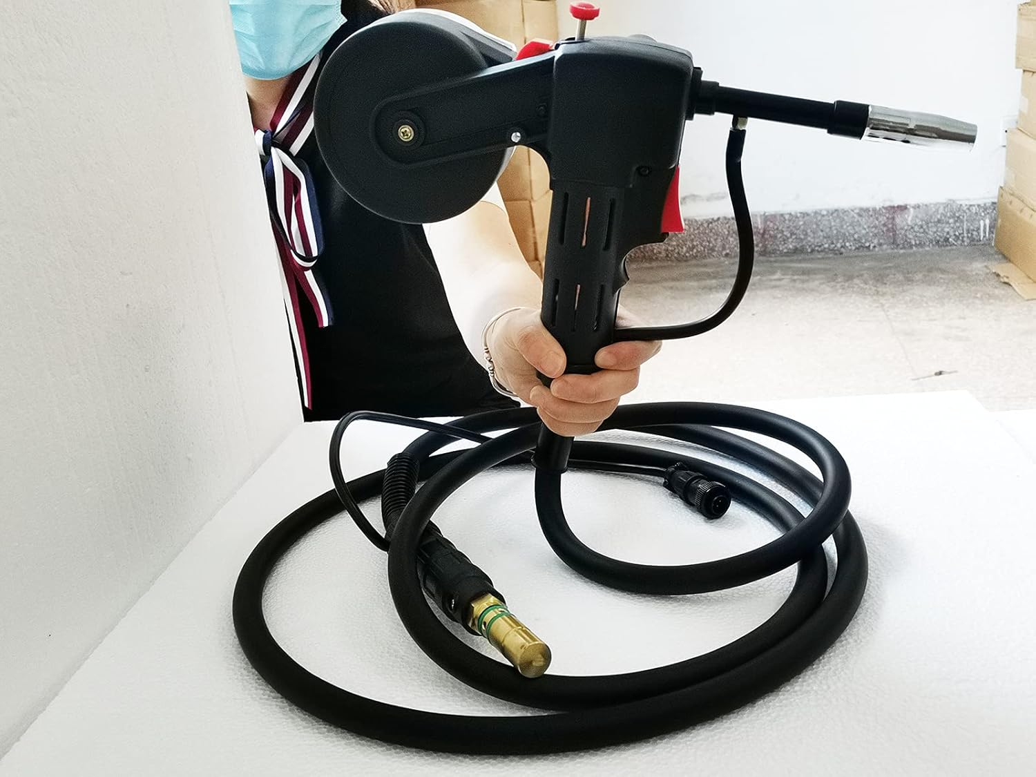Bobina de pistola Mig de 200 amperios, 9.8 ft, cables de 10 pies, compatible con Miller 300371 Millermatic 140 180 211 Spoolmate 100 aluminio acero