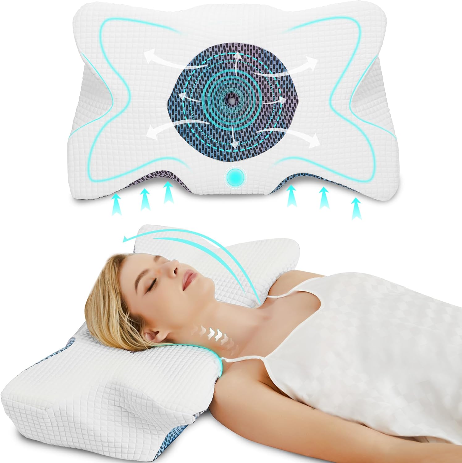 TZZLRLX Almohada cervical para aliviar el dolor, almohada cervical para soporte de cuello y hombros, almohada ergonómica de espuma viscoelástica