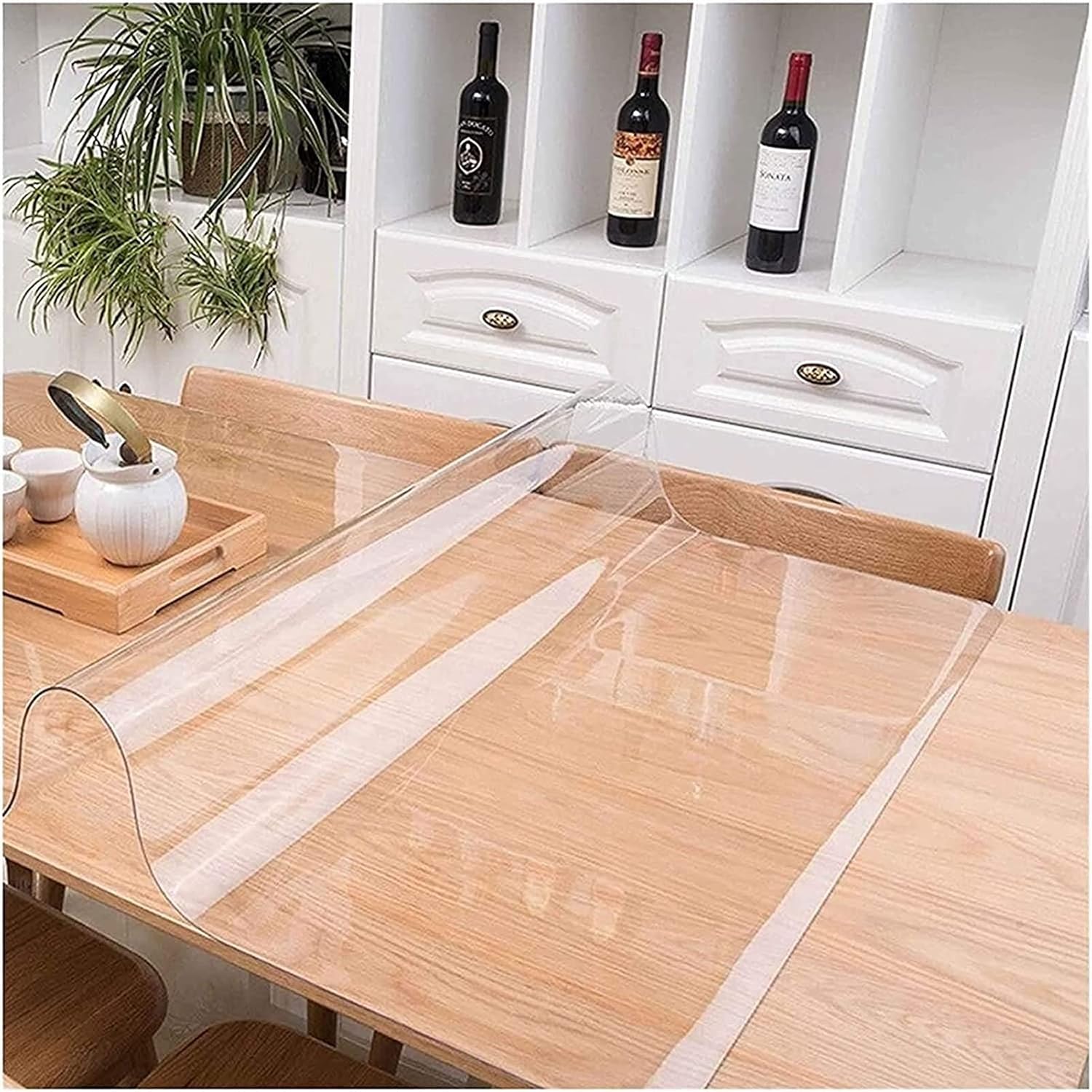 KDLKCT6 Protector de mantel transparente de 0.059in de grosor, 40 x 40  55.1 x 118.1in de grosor, protector de mantel de plástico, mantel de mesa de