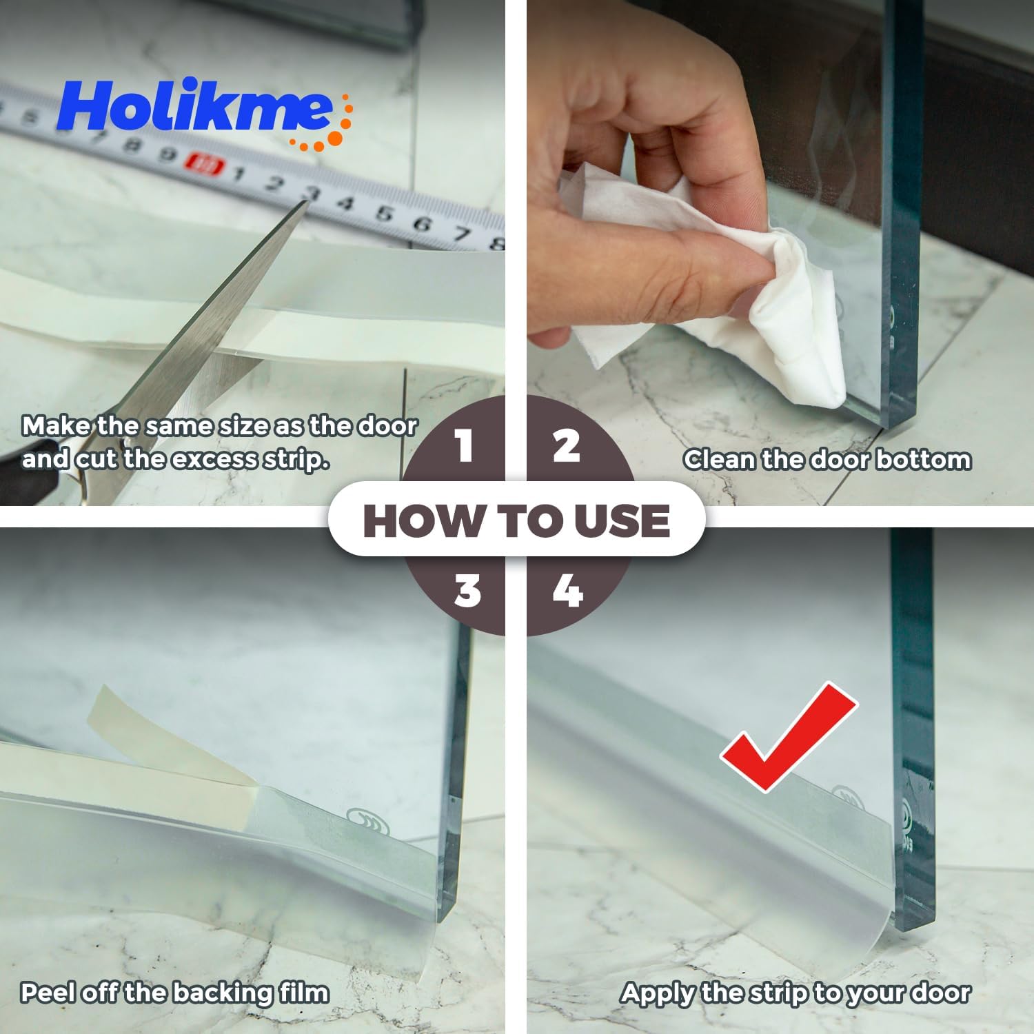 Holikme Tira de sellado de puerta, cinta adhesiva de sellado para puerta, adhesivo para tope de puerta, adecuado para ventanas, puertas