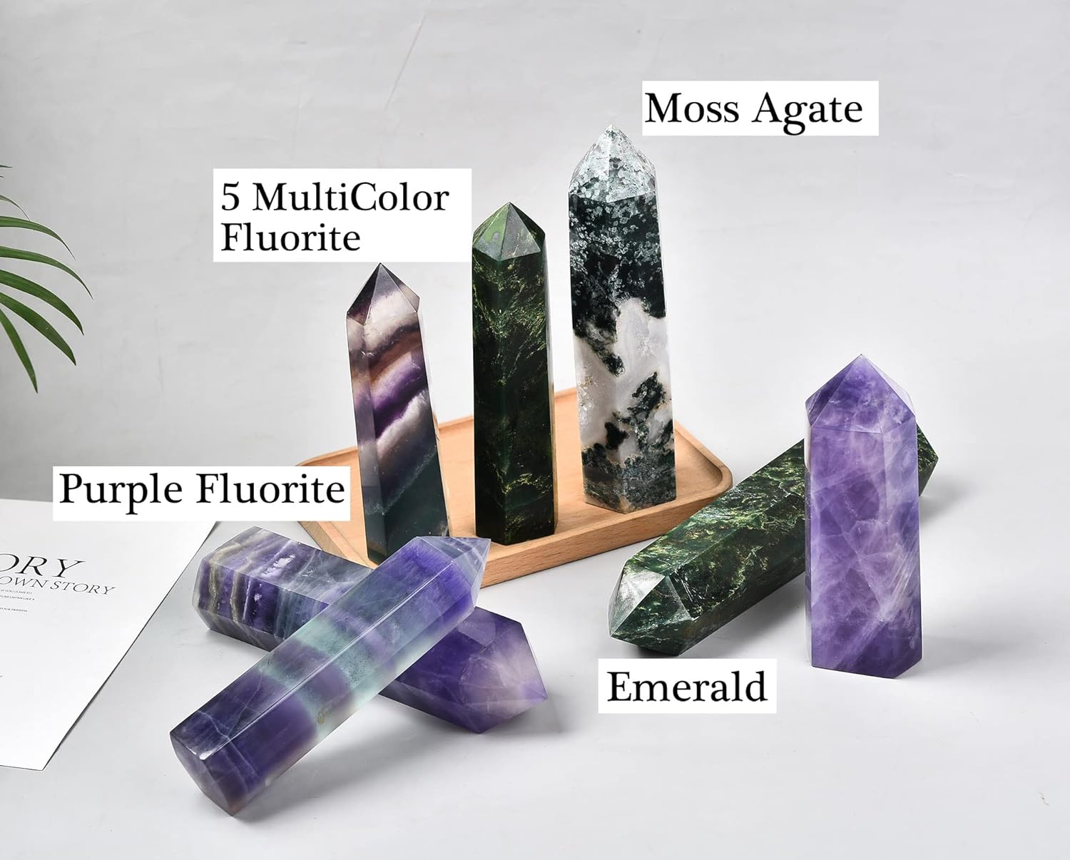 AMOYSTONE Torres de obelisco de cristal curativo grande, varita de punto de fluorita violeta púrpura para decoración del hogar, curación de reiki,
